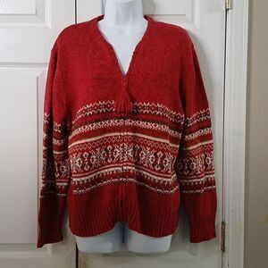 Tiara  International vintage zip front sweater cardigan casual fall Sz L EUC